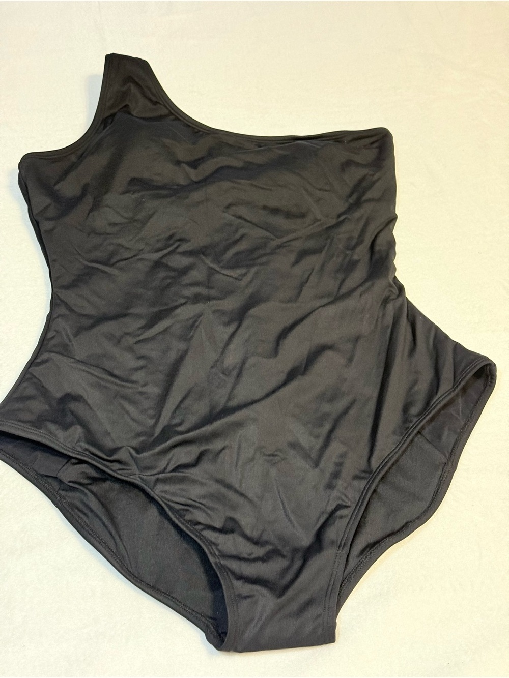 New TA3 Cinching One-Shoulder Black Swimsuit.